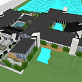 Boutique Hotel Building With Black Roofs Ponds Courtyards And Lush Greenery