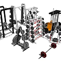 Fitness Equipment Collection Featuring Barbells Dumbbells Weight Racks Training Benches And Machines
