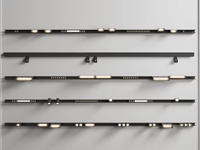 Modern Downlights And Spotlights In Various Styles With Track Mounting And Black Finish 3d model