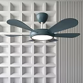 Modern Ceiling Fans with Light in Gray Blue Black Colors and Grid Wall Background