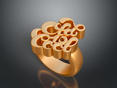 Elegant Golden Ring With Intricate LOVE Lettering Stylish Fashion Accessory Design 3d model