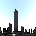 Modern High Rise Office Building Exterior With Surrounding Skyscrapers Commercial Area And Green Trees