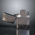 Classic Metal Lighter With Open Lid Shiny Surface And Vintage Design