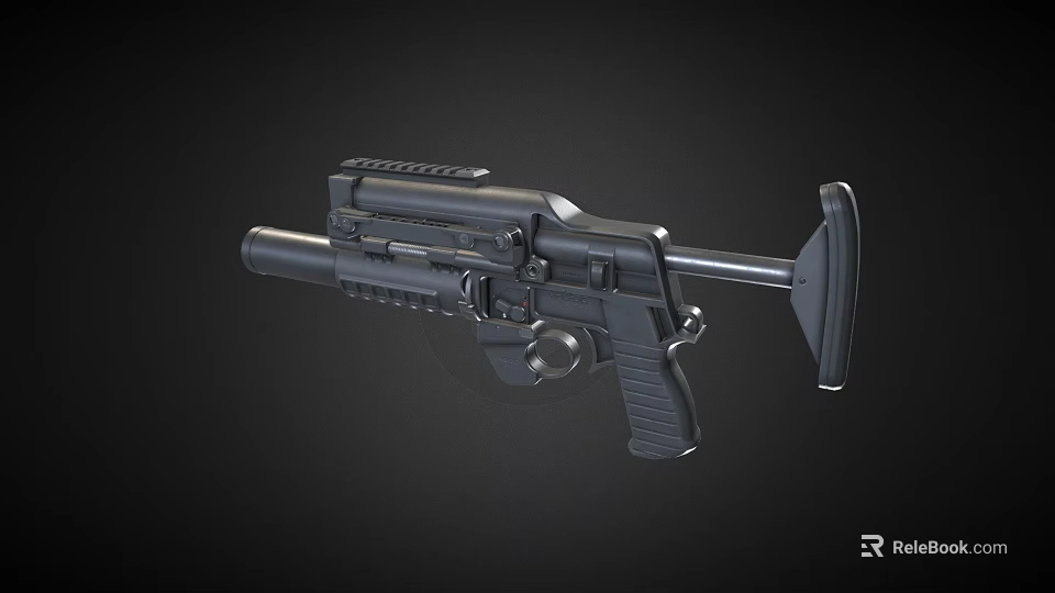 Modern Tactical Firearm With Rail System Grip Barrel And Detailed Black Design 3d model 