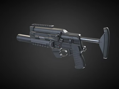 Modern Tactical Firearm With Rail System Grip Barrel And Detailed Black Design 3d model