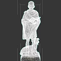 Man Statue In Traditional Robe Holding Book Standing On Stone Base