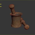 Copper Mortar and Pestle Grinding Fresh Herbal Plants on Black Background