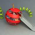 Red Apple Shaped Playground Equipment With Slide And Green Spiral Structures