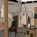 Modern Clothing Store Interior With Racks Display Shelves Accent Chair And Lighting