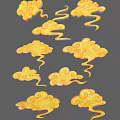 Elegant Golden Cloud Carvings Featuring Intricate Decorative Patterns And Artistic Design 3d model