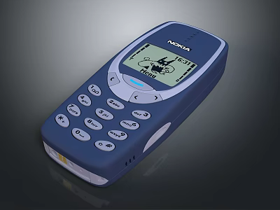 Nokia Classic Blue Mobile Phone With Physical Keypad And Screen 3d model