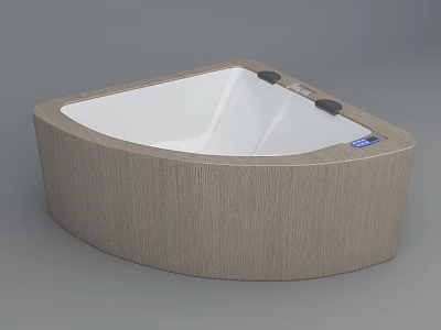 Square Shaped Bathtub With Wooden Texture Exterior White Interior Massage Jets 3d model