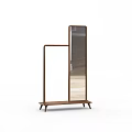 Floor Standing Mirror With Wooden Frame Stable Base And Clothes Hanger