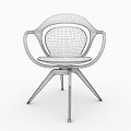 Modern Armchair With Wooden Curved Armrests And White Fabric Cushion