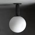 Modern White Spherical Glass Shade Ceiling Light With Black Metal Frame Design 3d model