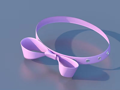 Purple Bow Design Adjustable Band Everyday Life Accessory With Metal Studs 3d model