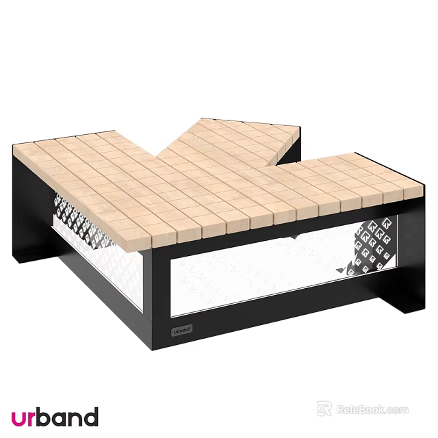 Modern Ground Design With Wooden Planks Metal Frame And Transparent Base 3d model 
