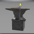 Traditional Blacksmith Anvil On Sturdy Base With Hammer And Tongs