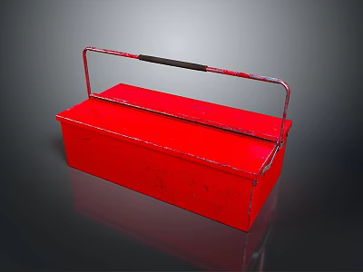 Red Metal Toolbox With Black Handle For Home Storage And Organization 3d model