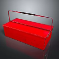 Red Metal Toolbox With Black Handle For Home Storage And Organization