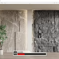 Modern Interior Stone Wall With Marble And Stacked Stone Slabs Green Plant On Wooden Floor