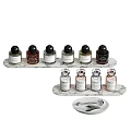 Elegant Daily Washing Supplies With Bottles Toothbrushes Brushes Trays Tubes Mirror And Candle