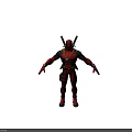Deadpool Character 3D Model With Red And Black Costume Dual Swords And Utility Belt