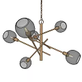Elegant Modern Chandelier With Cross Metallic Frame And Transparent Glass Globes