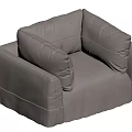 Modern Gray Leather Single Sofa With Plush Back Cushions And Minimalist Design 3d model