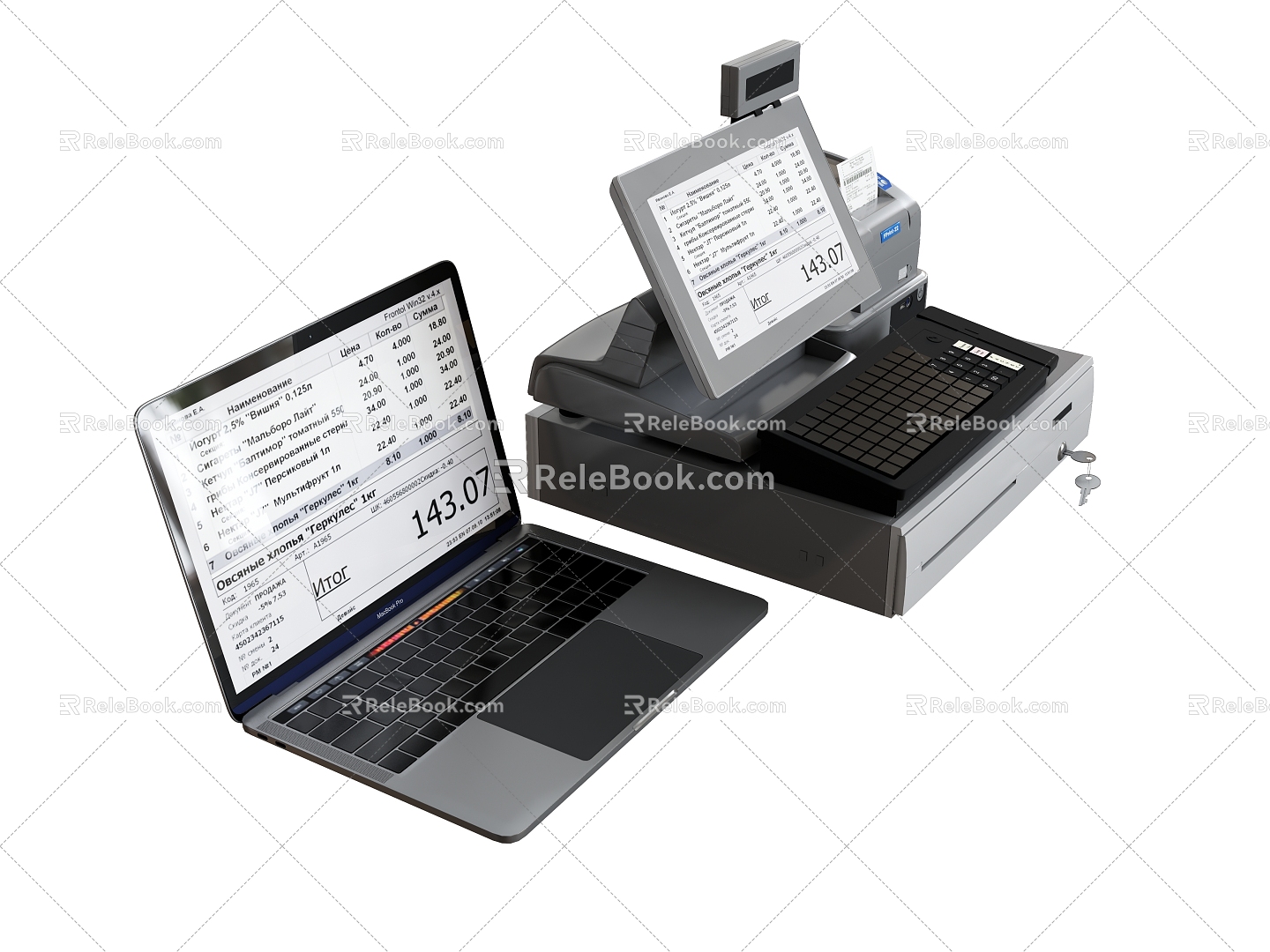 Computer cash register notebook model