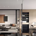 Modern Office Corridor Interior With White Decorative Walls Black Polished Floors And Recessed Lighting