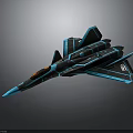 Cosmic Aerospace Futuristic Spaceship With Blue Black Streamlined Design And Cockpit
