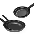 Black Non Stick Frying Pans Set With Long Handles For Kitchen Cooking