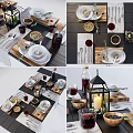 Modern Tableware Dining Tableware Food 3d model