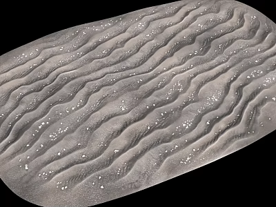 Gray Sand Ground With Wavy Texture And Sparkling Particles On Black Background 3d model