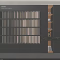Modern Dark Gray Bookcase Featuring Vertical Slats Open Shelves And Drawers