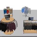 Clothing Store Display Racks With Colorful Shirts And Hanging Apparel On Sale