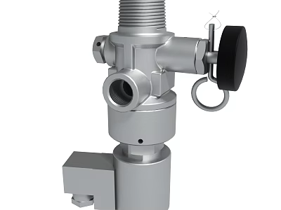 Industrial Metal Valve Component With Port Black Handle And Ring Structure 3d model