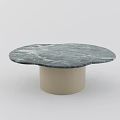 Irregular Shaped Coffee Table With Gray Marble Top And Beige Cylindrical Base 3d model