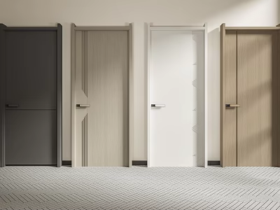 Modern Hinged Doors in Various Colors and Wood Textured Finishes for Home Interior 3d model