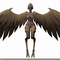 Mythical Winged Creature 3D Rendered Model With Large Feathered Wings And Clawed Feet 3d model