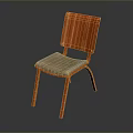 Modern Orange Wooden Single Chair with Beige Cushion Stylish Design Frame