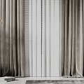 Gray Velvet Curtains With Sheer Panels And Dried Flowers In Vase For Cozy Interior