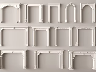 European-style gate door cover carved lintel carved door cover Roman column 3d model