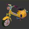 Classic Yellow Motorcycle With Black Seat Round Headlight Side Logo And Retro Style
