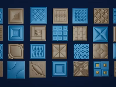 Soft Upholstery Panel Samples Featuring Diverse Geometric Patterns and Multiple Colors 3d model