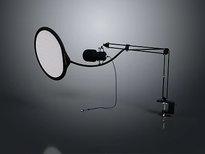 Black Pop Filter With Flexible Microphone Stand Desktop Mount Design 3d model