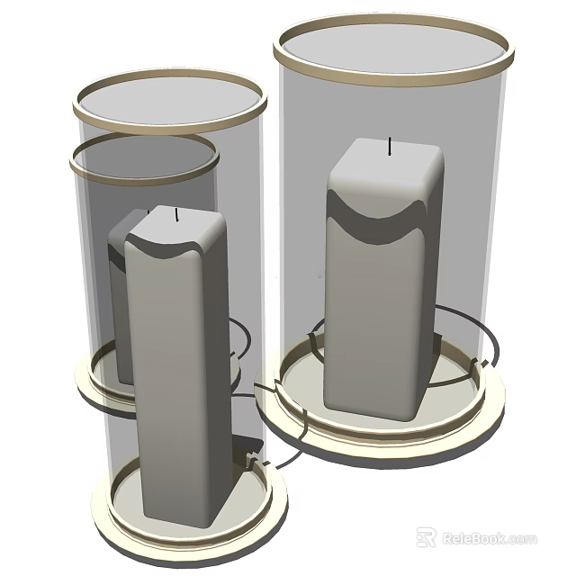 Sleek Modern Candle Lamp With Glass Shade And Metal Base For Home Decor 3d model 