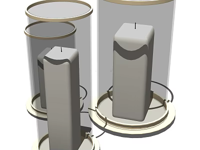 Sleek Modern Candle Lamp With Glass Shade And Metal Base For Home Decor 3d model