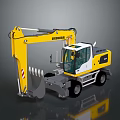 Liebherr Wheeled Excavator With Yellow Body Large Arm And Functional Bucket Design